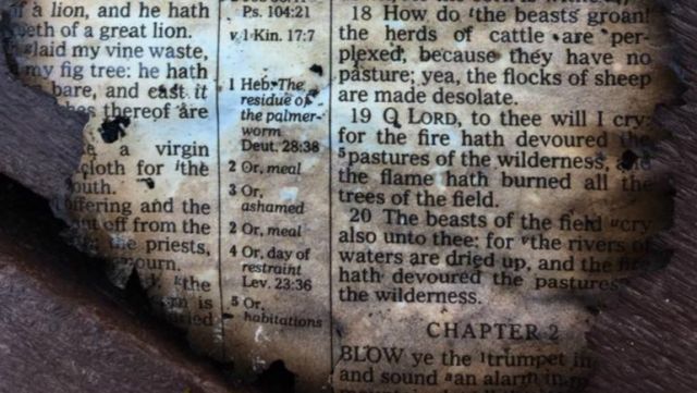 Burnt Bible page.