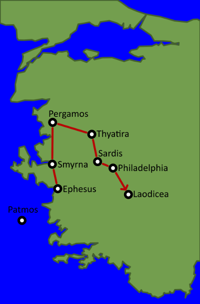 Map of the seven churches