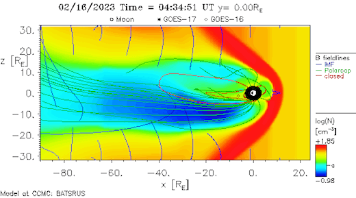 image Magnetosphere N-S Ycut, February 16th at 434ut