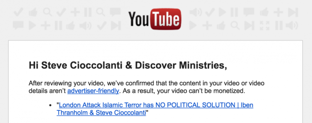 Steve Cioccolanti Censored by YouTube